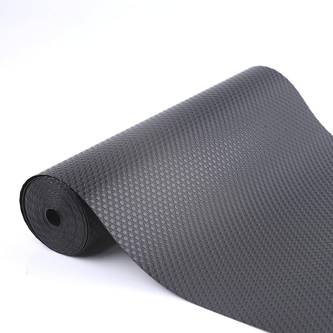 Shelf Liner for Kitchen Cabinet 20 Inch Wide X 20 Ft Non-Slip Drawer Mat Waterproof & Oil-Proof Cabinet Mat for Cupboard Pantry Bedroom Home Non Adhesive Refrigerator Shelf Liner (Black)