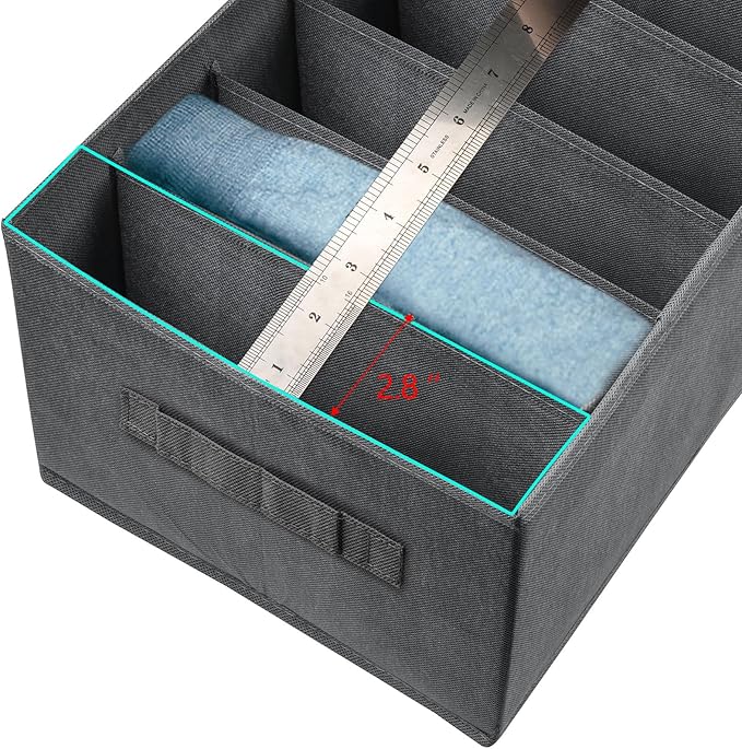 Ohlove 4Pcs Large Wardrobe Clothes Organizer, 6/9 Grids Foldable Jeans Closet Drawer Organizer Storage Box with Handles for Pants, T-shirts, Sweater, Scarves, Bras (17.3"x11.8"x7.9")