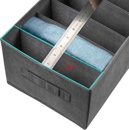 Ohlove 4Pcs Large Wardrobe Clothes Organizer, 6/9 Grids Foldable Jeans Closet Drawer Organizer Storage Box with Handles for Pants, T-shirts, Sweater, Scarves, Bras (17.3"x11.8"x7.9")