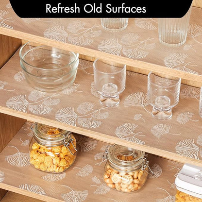 Cooyes Shelf Liner, Non Adhesive Drawer and Cabinet Liner, EVA Washable Oil-Proof Shelf Paper for Kitchen Cabinets, Refrigerator, Storage, Desks with Modern Pattern