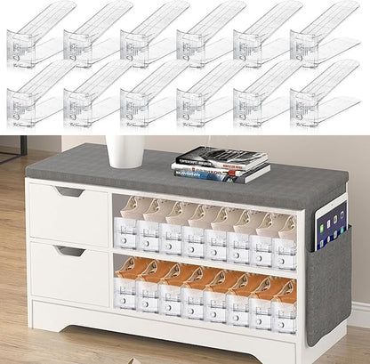 Shoe Slots Organizer for Closet,6 Pack Shoe Stacker Shoe Rack Organizer for Closet Space Saver Storage Shoe Holder Organization(Transparent)