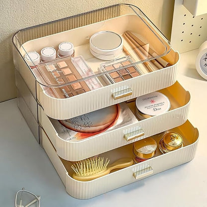 Decorcode 2 Pack Stackable Makeup Organizer with Drawers, Bathroom Storage for Eyeshadow Palettes, Cosmetics, and Beauty Supplies. Ideal for Vanity Counter, Cabinet, Entryway Table, Desk