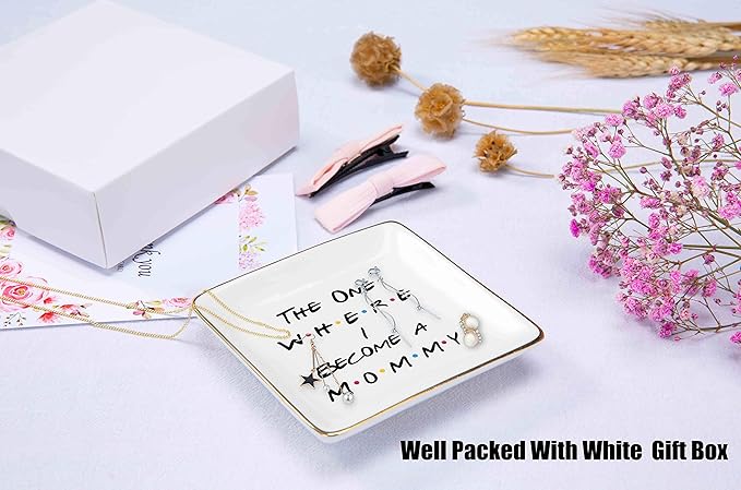 Mother's Day Gift for Mom-New Mommy Gift,First Time Mom Present,Mum to Be,Promoted to Mum,Baby Shower Present for New Mother,Pregnancy Announcement,Jewelry Tray,Ring Dish,Trinket Holder