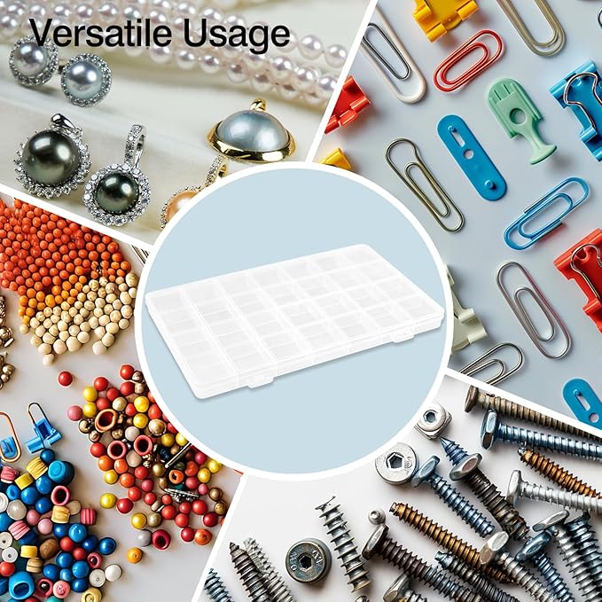28 Grids Plastic Organizer Box with Dividers for Crafting, Storage Container for Beads & Charms & Accessories(2-Pack)