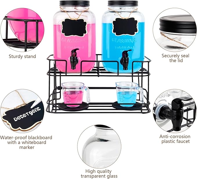 2 set 1 Gallon Laundry Detergent Dispenser with Stand, laundry organization and storage,Liquid Laundry Detergent Dispenser for Laundry Room