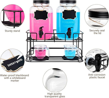 2 set 1 Gallon Laundry Detergent Dispenser with Stand, laundry organization and storage,Liquid Laundry Detergent Dispenser for Laundry Room