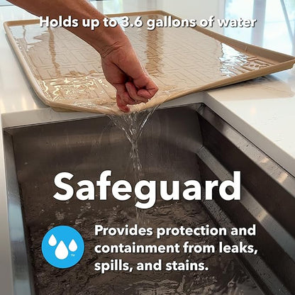 XTREME MATS Waterproof Undersink Mat (Gray 28" 1/4 x 22 1/4) Cabinet Base Liner for Kitchen & Laundry Cabinets Catches Leaks Prevents Damage Flexible Sink Driptray