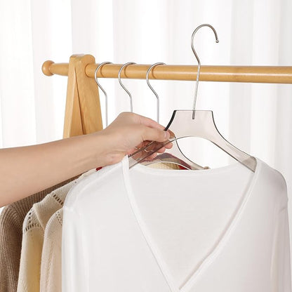 ShgHzz Clear Hangers 10 Pack, Crystal Clear Luxury Non-Slip Hangers for Suits, Coats, Dresses, Heavy Duty Thin Design Saves Closet Space Smoky Gray