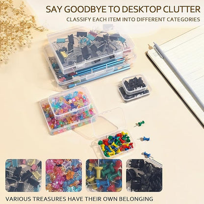 Clear Plastic Storage Containers, Mini Rectangular Organizer Boxes with Hinged Lids, 36 Pack Mixed Sizes, for Beads, Jewelry, Art Craft