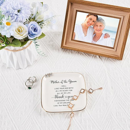 COZITED Mother of Groom Jewelry Dish Ring Plate - Thank You for Raising of My Dreams, Wedding Gifts for Mother of The Groom Christmas Birthday from Bride