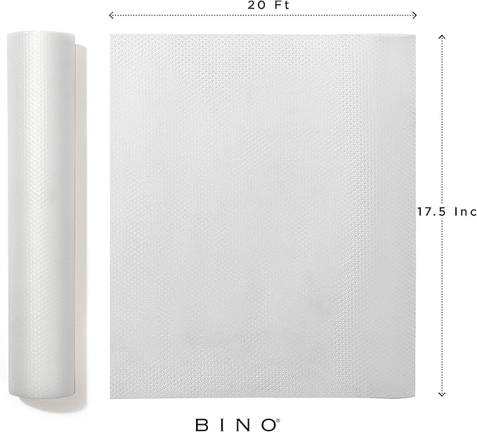 BINO | Non Adhesive Shelf Liner Roll - Dotted Clear, Non Slip Drawer and Shelf Liner for Kitchen Cabinets