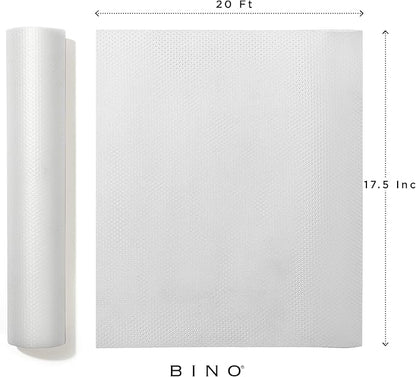 BINO | Non Adhesive Shelf Liner Roll - Dotted Clear, Non Slip Drawer and Shelf Liner for Kitchen Cabinets