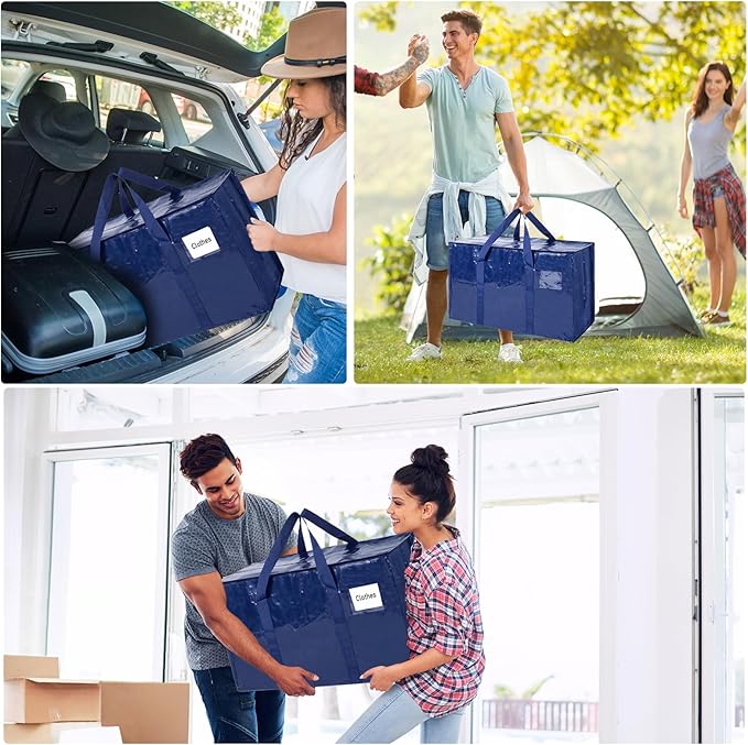 ZFWDSY 93L Moving Bags 8Pack Storage Bag Large Moving Boxes with Lids, Zippers Handles for Moving Totes Bins, College Dorm, Traveling, Camping, Christmas