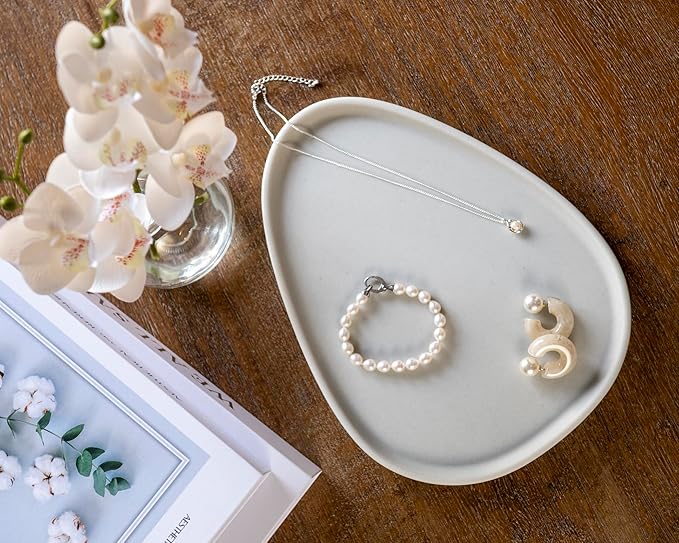 MONEST Avocado Jewelry Tray (Gray), Ring Dish, Trinket Tray, Key Dish, Nightstand Organizer