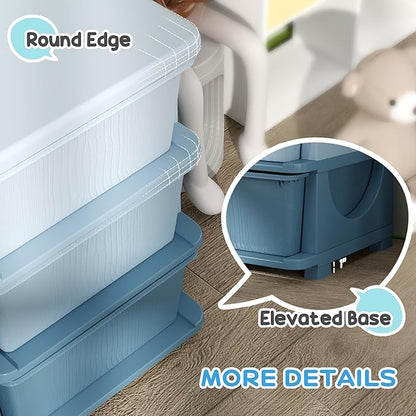 Qaba 3 Tier Kids Storage Unit, Toy Organizers and Storage with 6 Drawer Chest for Kids Bedroom Nursery Kindergarten Living Room for Boys Girls Toddlers, Blue
