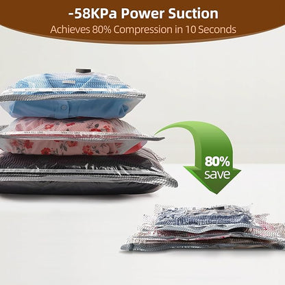 VACKFOX 18 Pack Travel Vacuum Bags for Clothing,Compression Seal Packing Cubes for Luggage Suitcase Backpack,Carry-on Size Space Saver Storage Bags 80% Space Saver for travel,outdoor and home use.