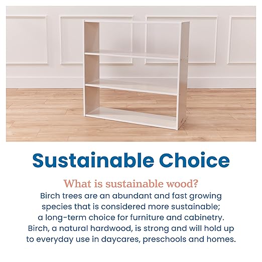 ECR4Kids Streamline 3-Shelf Storage Cabinet, 36in High, Double-Sided Display, White Wash