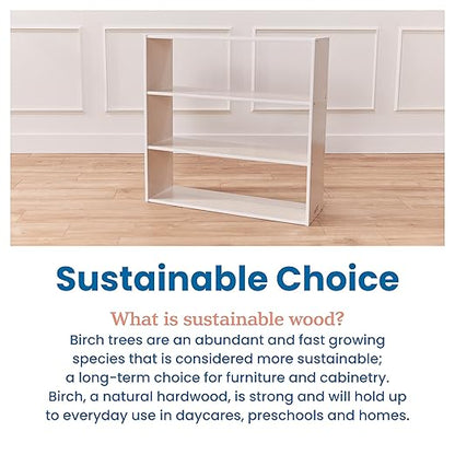 ECR4Kids Streamline 3-Shelf Storage Cabinet, 36in High, Double-Sided Display, White Wash