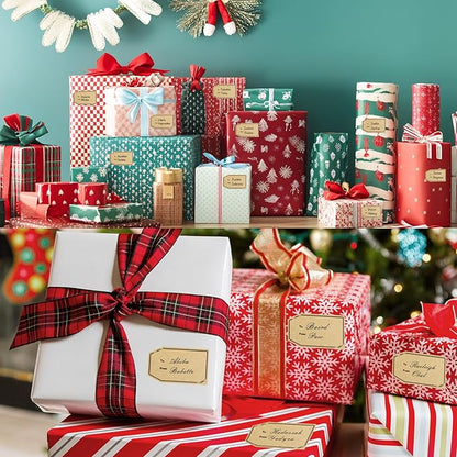 600PCS Gift Tag Stickers, 1.18" x 2" Christmas Gift Tags Stickers Brown Kraft to and from Gifts Labels Self Adhesive Christmas Labels Holiday Present Label, Perforated line Design
