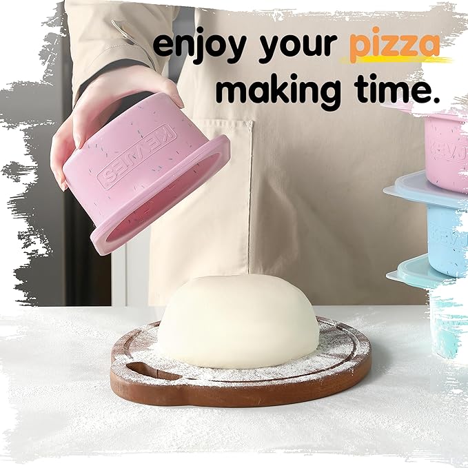 KEVJES PLUS 1000ml Pizza Dough Proofing Containers for DIY family Artisan Pizza, Food Grade Silicone Stackable Boxes with Lids, Freezer, Fridge, Dishwasher Safe-Sprinkles Pattern-3 Pack (Multicolors)