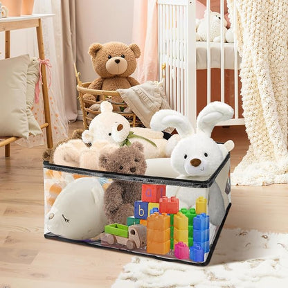 8Pack Clear Blanket Storage Bags, Vinyl Comforter Clothes Storage Closet Organizers and Storage Containers Moving Bags with Reinforced Handle for Bedding, Clothing, Comforters, Pillows, Toys,40L