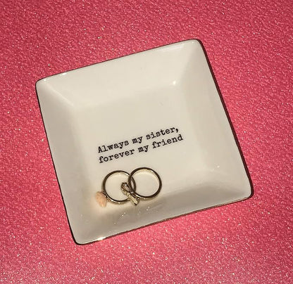 Simply Charmed Sister Gift | Christmas Gift for Sister | Jewelry Ring Holder | Elegant Trinket Tray Organizer Dish