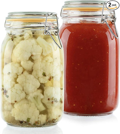Galashield Glass Jars with Lids 50 oz Food Storage Jars with Airtight Lids Leak Proof Glass Canisters Kitchen Jars [Set of 2]