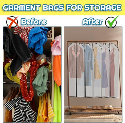 Amylove 20 Pcs 72/60/40 Inch Clear Garment Bags for Hanging Clothes, Dress, Gown, Coat & Suit Storage Bags with Zipper - Dustproof Cover for Closet Clothes Storage Travel(24 x 72 Inch)
