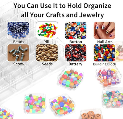 Bead Organizer Box,61pcs Clear Plastic Storage Containers Set, Clear Large Capacity Small Bead Organizers and Storage Plastic Cases with Labels, for Jewelry, Crafts, Diamonds Storage