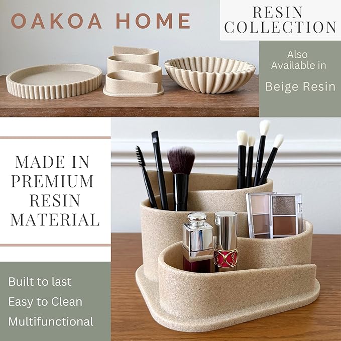 OAKOA Black Desk Organizer - Modern Desk Accessories - Aesthetic Desk Accessories - Desk Decor - Black Pen Holder