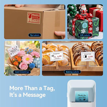 NIIMBOT B1 Pro Label Maker, 300DPI HD Label Printer, Ideal for Photos,Stores,Notes,Study Graphics, Small Business, Built-in a Roll of Label(2 x 1.2 inches-White), Light Blue