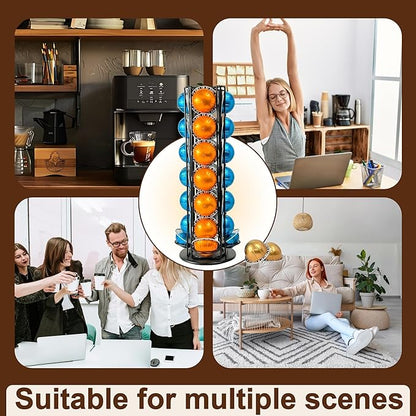 Vertuo Pod Holder Organizer for Nespresso, Holds 28 Pods, Large Capacity Nespresso Vertuo Pod Storage, Sleek Black Design, Ideal for Small Kitchens and Coffee Bars, ONLY for Any VertuoLine Setup