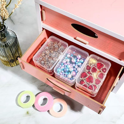 Jetec 6 Pieces Mini Plastic Clear Beads Storage Containers Box for Collecting Small Items, Beads, Jewelry, Business Cards, Game Pieces, Crafts (3.3 x 2.1 x 1 Inch)