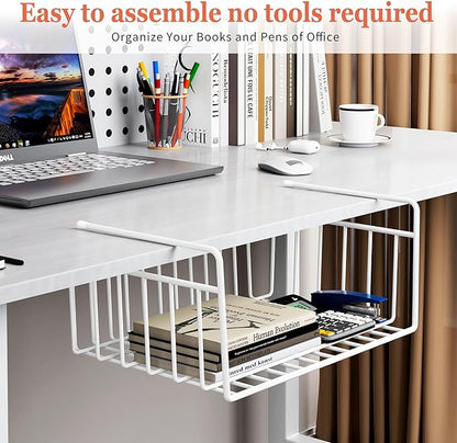 SUFAUY 4-Pack Under Cabinet Shelf Basket, Wire Rack Storage Organizer Holds up to 22lbs for Kitchen Pantry or Refrigerator, 10.6“d x 16" w, White