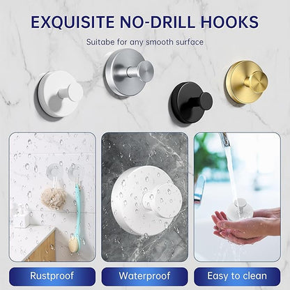 luckin smile Suction Cup Hooks for Shower, No-Drill Removable Towel Hook for Bathrooms, Shower Hooks, Suitable for Bathrooms, Kitchens, Windows, Glass, Powerful Suction Cup Hook
