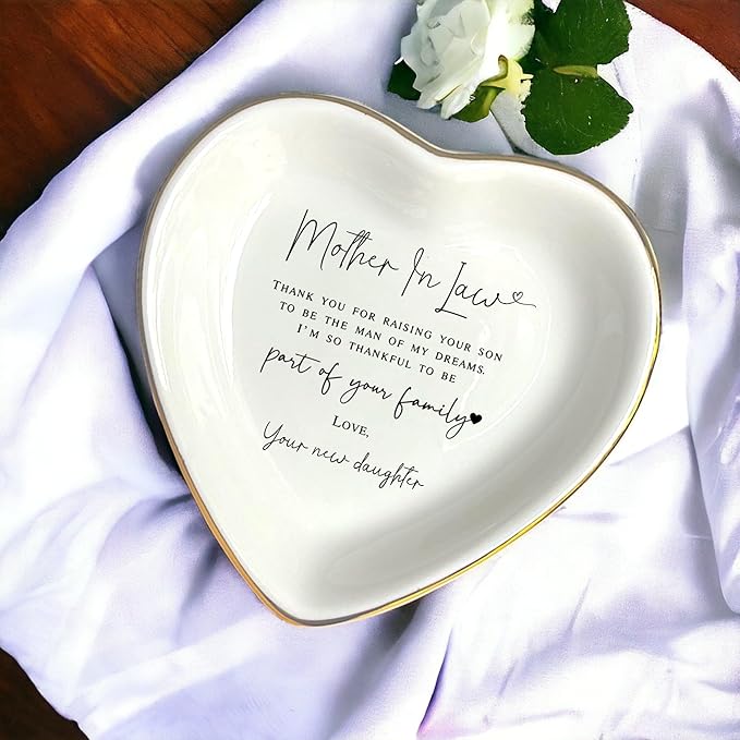 HatafaFurni Mother In Law Gift, Heart Ring Dish, Jewelry Dish, Mothers Day Gifts, Mother of the Groom Gift, Mother Appreciation, Gift For Second Mom, Mother In Law Present, Future Mom