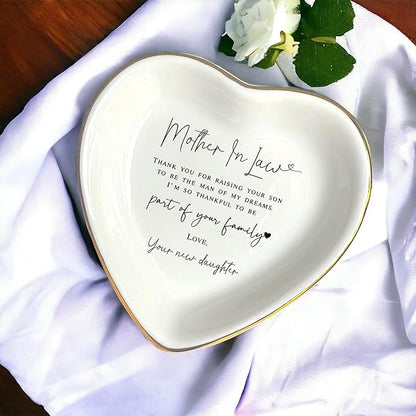 HatafaFurni Mother In Law Gift, Heart Ring Dish, Jewelry Dish, Mothers Day Gifts, Mother of the Groom Gift, Mother Appreciation, Gift For Second Mom, Mother In Law Present, Future Mom