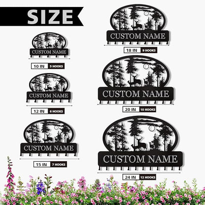 Personalized Key Holder for Wall, Custom Metal Deer Cabin Key Hooks with Name, Metal Key Holder Hooks Organizer Rack, Key Hanger Decor for Kitchen, Entryway, Hallway, Office, Doorway