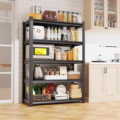 71" H Garage Shelving 5-Tier Heavy Duty Storage Shelves, Adjustable Metal Shelf Unit, Utility Organizer Rack for Basement, Pantry, Kitchen, Warehouse,15.7" Dx35.4 Wx71.2 H, Black