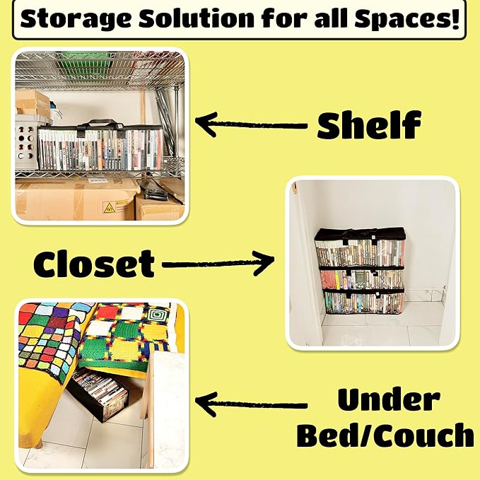 Made Easy Kit Clear View Media Storage Bag for DVDs, VHS & Video Game Cases- Protect Your Collection & Preserve The Quality of Your Cases - Stackable, Space-Saving, Fits 40 (Black DVD, 6-Pack)