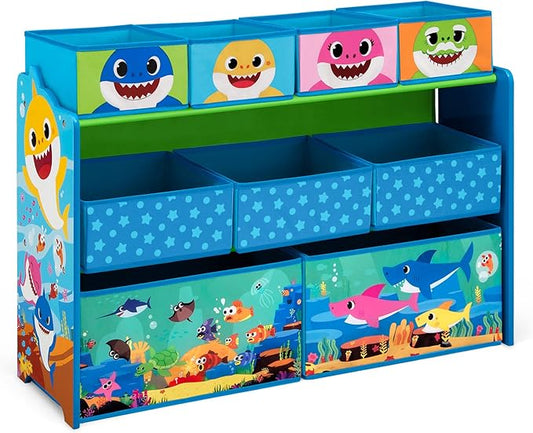 Baby Shark Deluxe 9 Bin Design and Store Toy Organizer by Delta Children, Greenguard Gold Certified