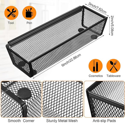 Chumia 16 Pack Silverware Drawer Organizer 9 x 3 x 2 Inch Mesh Utensil Organizer for Kitchen Drawers with Interlocking Arm for Flatware Knives Spoons Fork Cosmetic Utensil Tabletop Storage Tray