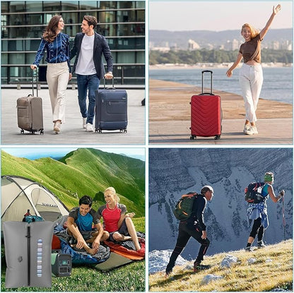 AIDONS Vacuum Bags for Travel with See-Through Window & 5KPa Pump Space Saver Vacuum Seal Bags for Clothing Travel IP67 Reusable Packing Organizers for Luggage, Backpack, Suitcase Grey 2PC+Pump