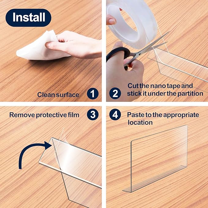 Acrylic Shelf Dividers For Closet Organization，Sweater Organizer For Closet -8pack 8” Tall Clear Plastic Shelf Dividers For Closets Shelves Cabinets
