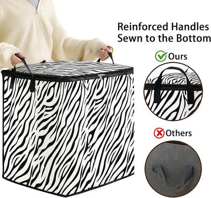 Large Comforter Storage Bag with Zipper,Closet Organizer for Clothes,Blankets,Quilts,Pillows,Fabric Storage Bags with Portable Handles 95L(2-Pack)