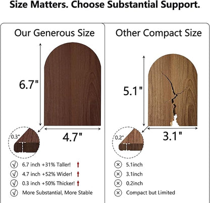 Walnut Wood Book Ends for Shelves - Hand Polished Edges, Non-Skid Bookends for Heavy Duty Book Holders Office Desk Shelves Decorative Book Organizer, 6.69"H x 4.72"W x 3.94"L (2 Pairs)