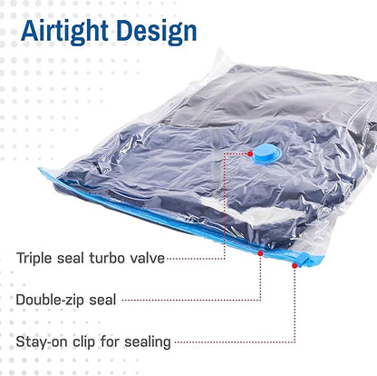 20-Pack Variety Vacuum Storage Bags for Comforters, Blankets & Clothes – Vacuum Sealed Compression Bags with Hand Pump – Space Saver Storage Bags for Bedding,Travel & Organization (5S, 5M, 5L & 5XL)