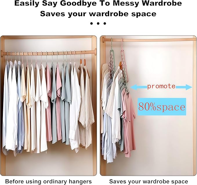 YZÉ BY YIZHE 【9-Space Saving Hangers】, 【Heavy Duty PP Plastic】 【Cascading Hanger Organizer 】 with Anti-Skid Foldable Design for Closet (Blue, 5)
