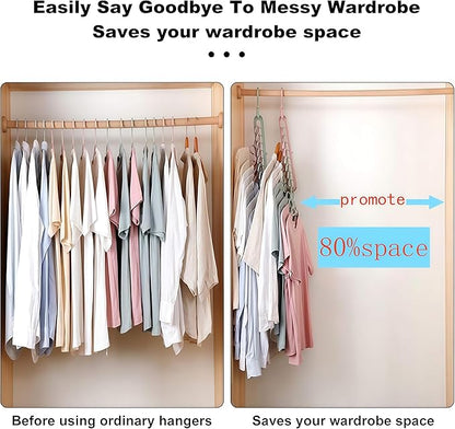 YZÉ BY YIZHE 【9-Space Saving Hangers】, 【Heavy Duty PP Plastic】 【Cascading Hanger Organizer 】 with Anti-Skid Foldable Design for Closet (Blue, 5)