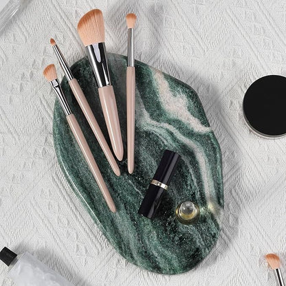 BCS Marble Jewelry Tray Trinket Dish, Decorative Cloud Vanity Key Tray for Women, Perfume Ring Holder Dish for Ring Earring, Cute Jewelry Plate Bowl Aesthetic Room Decor（Green）